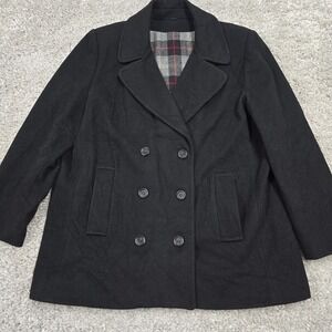 Vintage Mackintosh Peacoat Womens XL Black Wool‎ Classic Made in USA READ